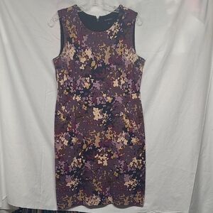 Lands' End Purple Floral Print Sleeveless Midi Dress